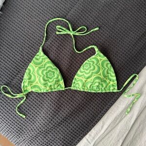 Green Floral Triangle Bikini Top + Coverup